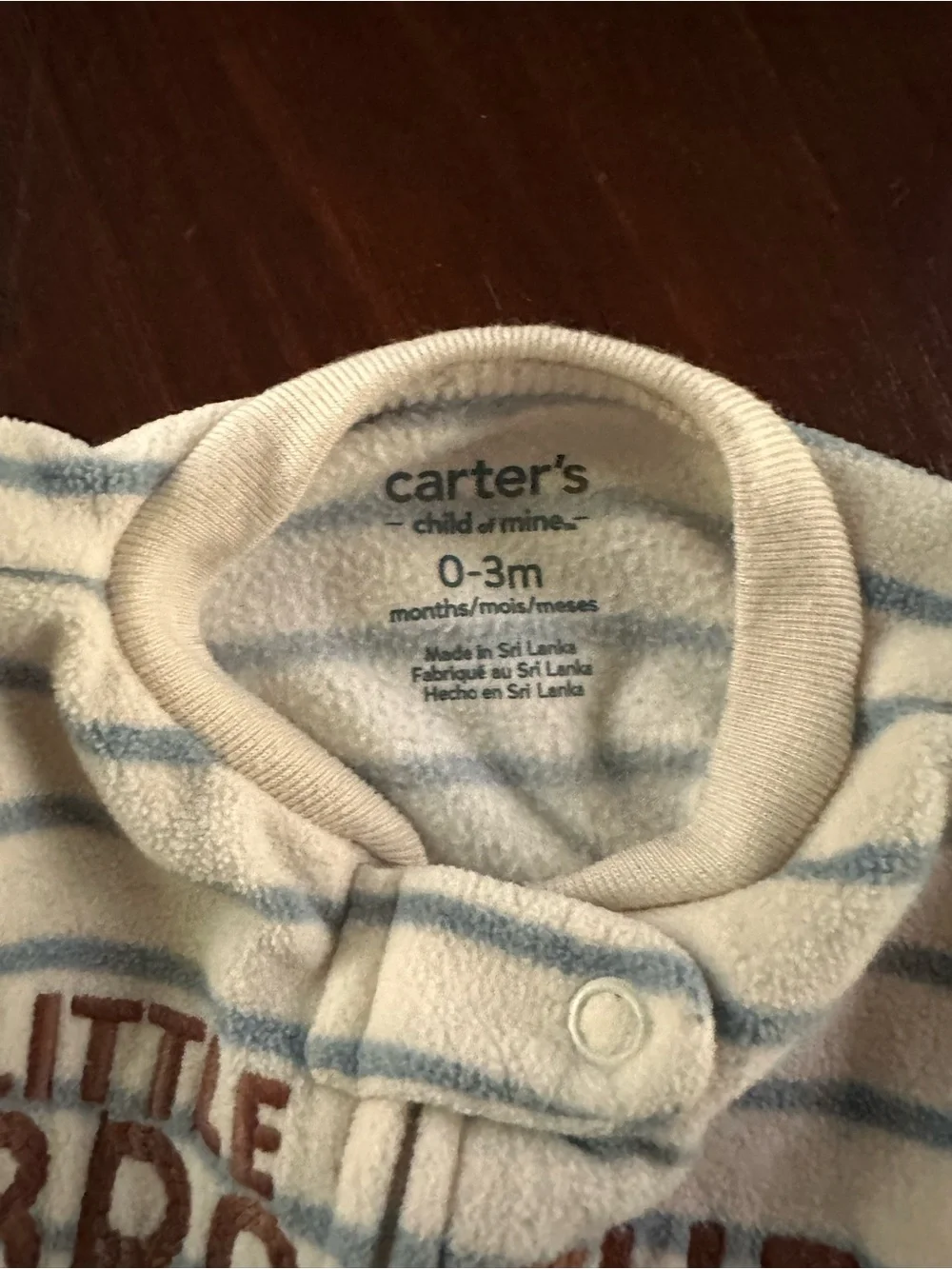 3- Carter's Striped 'Little Brother' Footed Pajamas - Blue, Green, Cream
